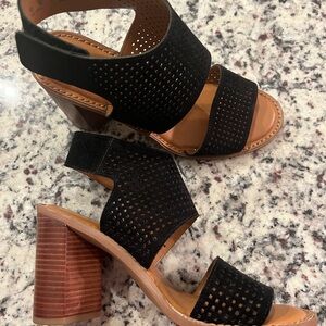 Franco Sarto Black and Tan Sandals